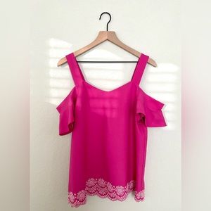 Blue Rain Pink Blouse With Off The Shoulder Sleeves